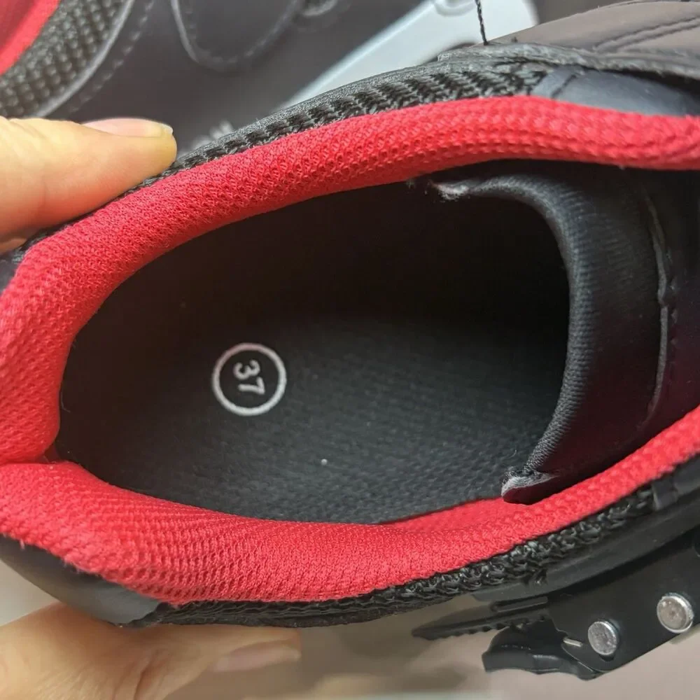 Peloton Cycling Shoes Women's Size US 6.5 /EU 37 Black Red 3 Bolt